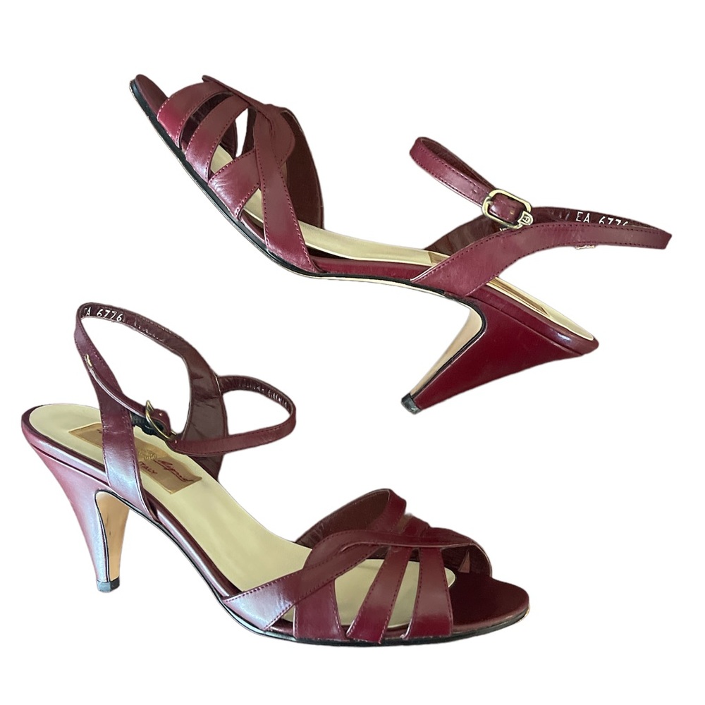 Etienne Aigner Vintage Oxblood Burgundy Strappy Heels - US 7.5